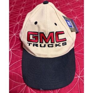 GMC Trucks Baseball Cap Tan Black Embroidered Logo Adjustable NWT